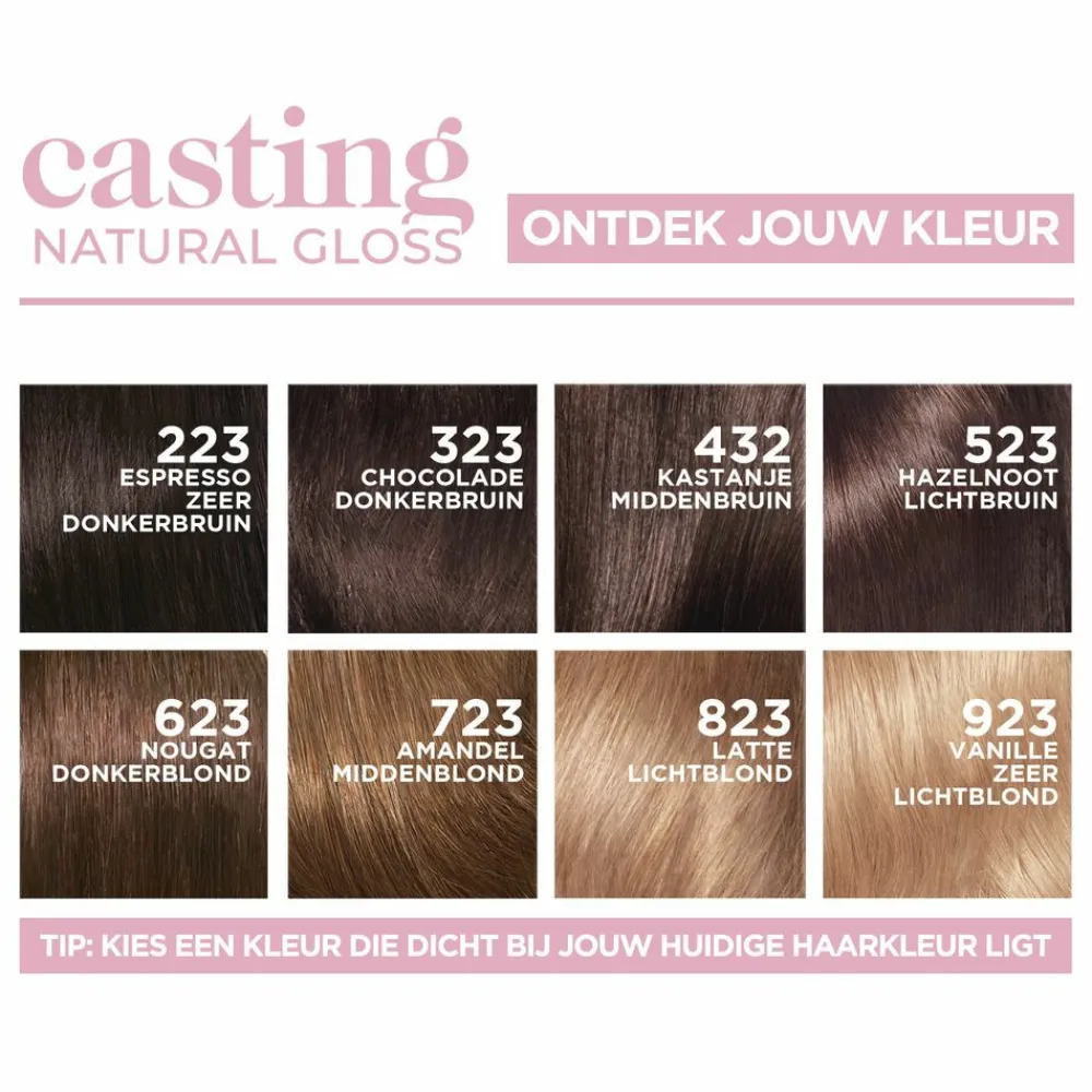 Hot L'Oréal Casting Natural Gloss Semi-Permanente Haarkleuring 423 Kastanje Middenbruin Haarkleuring