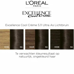 Haarkleuring<LOréal L'Oréal Excellence Cool Crème Permanente Crèmekleuring 5.11 - Ultra As Lichtbruin
