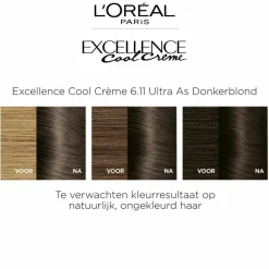 Haarkleuring<LOréal L'Oréal Excellence Cool Crème Permanente Crèmekleuring 6.11 - Ultra As Donkerblond