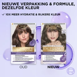 Haarkleuring<LOréal L'Oréal Excellence Cool Crème Permanente Crèmekleuring 6.11 - Ultra As Donkerblond
