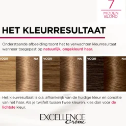 Haarkleuring<LOréal L'Oréal Excellence Crème Permanente Crèmekleuring 7 Middenblond