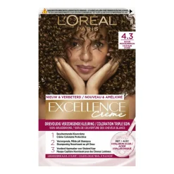 New L'Oréal Excellence Crème Permanente Crèmekleuring 4.3 Midden Goudbruin Haarkleuring