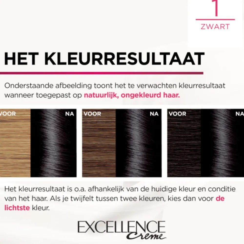 L'Oréal Excellence Crème Permanente Crèmekleuring 1 Zwart^LOréal Outlet