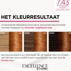 L'Oréal Excellence Crème Permanente Crèmekleuring 7.43 Koper Goudblond^LOréal Hot
