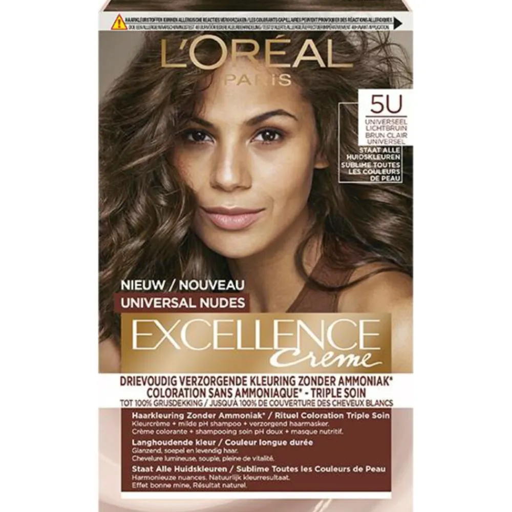 Haarkleuring<LOréal L'Oréal Excellence Crème Universal Nudes Permanente Haarkleuring 5U Universeel Lichtbruin