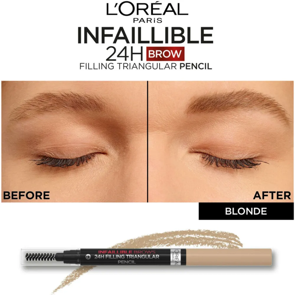 Wenkbrauwpotlood<LOréal L'Oréal 24H Brow Filling Triangular Pencil 7.0 Blonde 1 ml