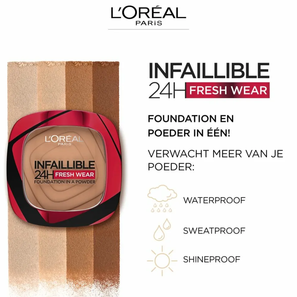 L'Oréal Infaillible 24H Fresh Wear Foundation Poeder 180 Rose Sand 8 gr Foundation
