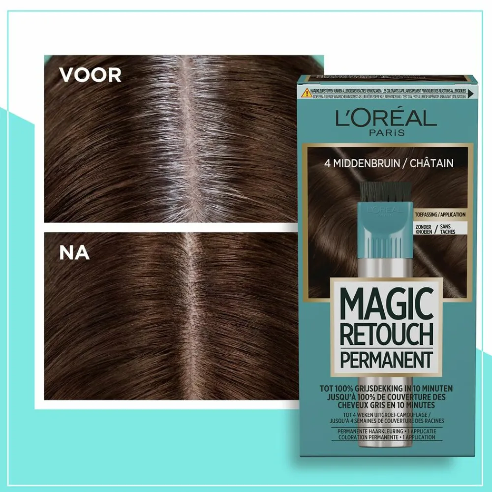 Haarkleuring<LOréal L'Oréal Magic Retouch Permanent 4 Middenbruin 95 gr