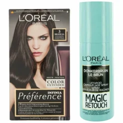 Sale L'Oréal Preference Haarkleuring 03 Brasilia - Donkerbruin + Magic Retouch Uitgroeispray Bruin 75 m Pakket Haarkleuring