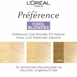 L'Oréal Préférence Cool Blondes Permanente Haarkleuring 10.1 Extra Licht Asblond Haarkleuring