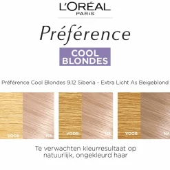 Haarkleuring<LOréal L'Oréal Préférence Cool Blondes Permanente Haarkleuring 9.12 Siberia - Extra Licht As Beigeblond