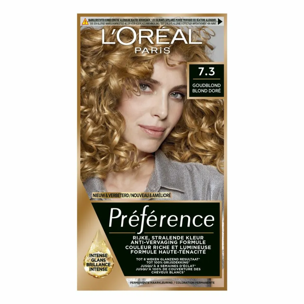 Discount L'Oréal Préférence Permanente Haarkleuring 7.3 Goudblond Haarkleuring