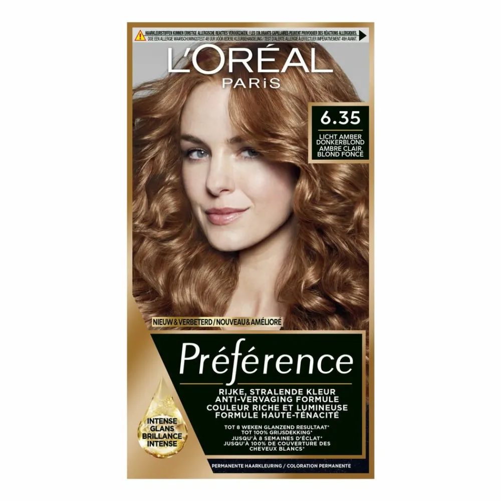 Hot L'Oréal Préférence Permanente Haarkleuring 6.35 Donker Goud Mahonieblond Haarkleuring
