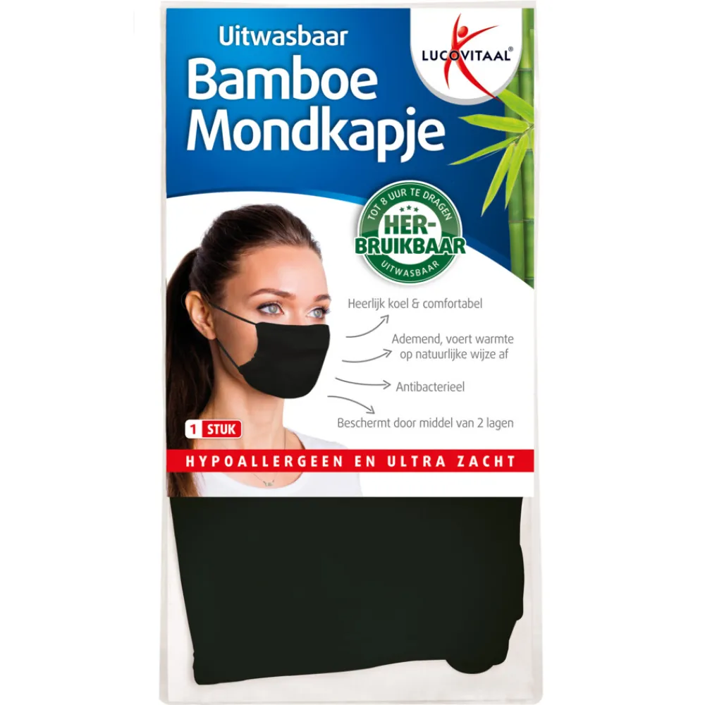 Zelfzorg<Lucovitaal Bamboe Mondkapje Zwart