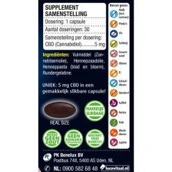 New CBD Cannabidiol 5 mg 30 capsules Speciale Bestanddelen