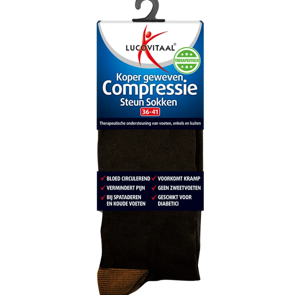 Clearance Compressie Steun Sokken Zwart maat 36-41 1 paar Steunkousen|Zelfzorg