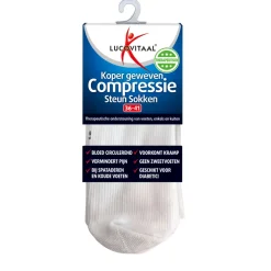 Steunkousen|Zelfzorg<Lucovitaal Compressie Steun Sokken Wit maat 36-41 1 paar