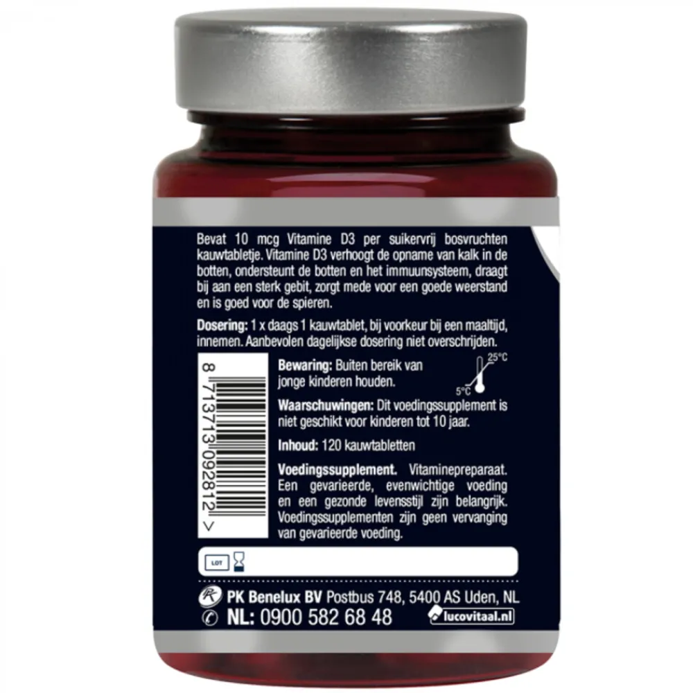 D3 10 mcg (400Ie) Vitamine Vegan Kauwtabletten 60 kauwtabletten^Lucovitaal Sale