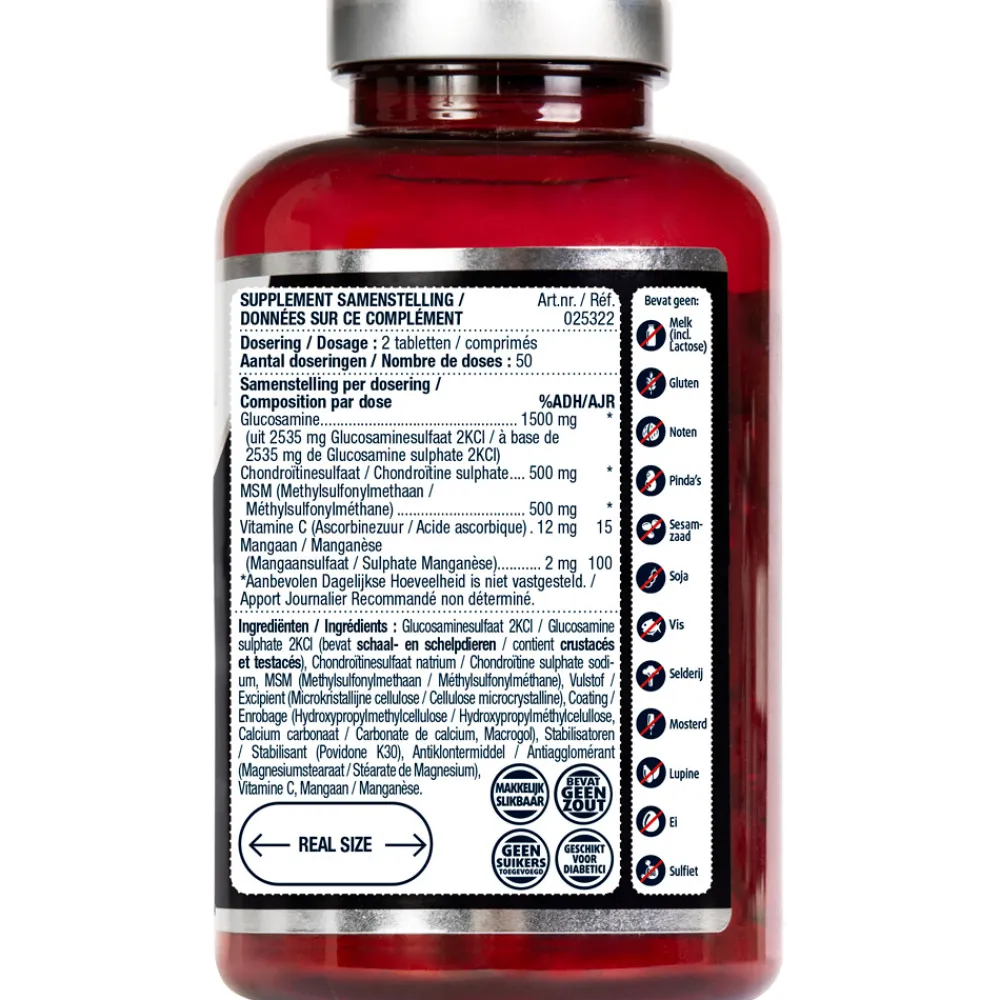 Glucosamine Chondroïtine & MSM 100 tabletten Speciale Bestanddelen