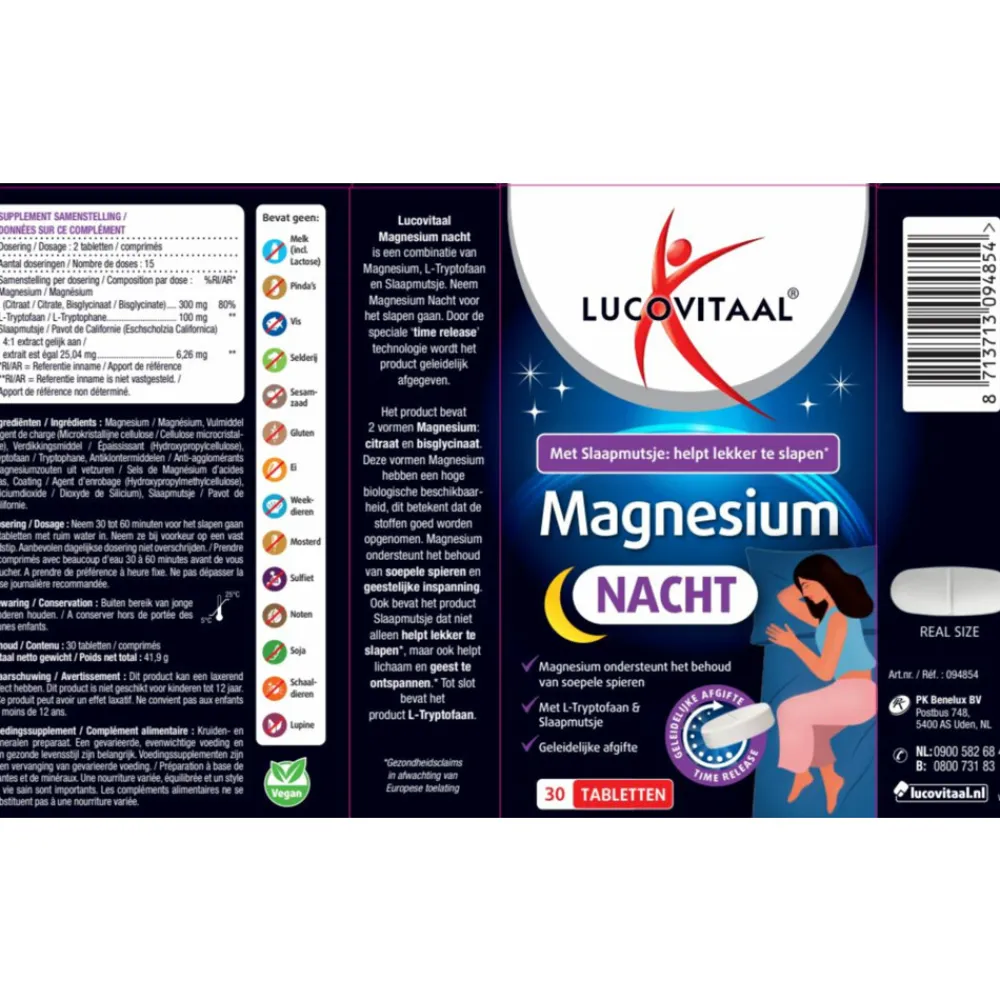 Mineralen<Lucovitaal Magnesium Nacht 30 tabletten
