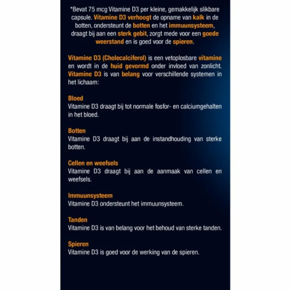 Vitaminen<Lucovitaal Vitamine D3 D3 75mcg (3000IE) Forte 365 capsules