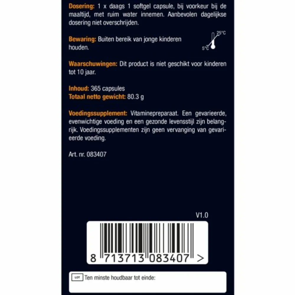 Vitaminen<Lucovitaal Vitamine D3 D3 75mcg (3000IE) Forte 365 capsules