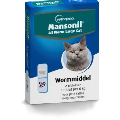All Worm Ontworming Tabletten Kat vanaf 6 kg 2 stuks^Mansonil
