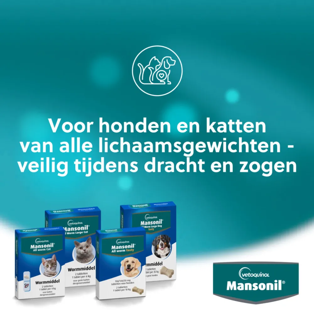 All Worm Ontworming Tabletten Kat vanaf 6 kg 2 stuks^Mansonil