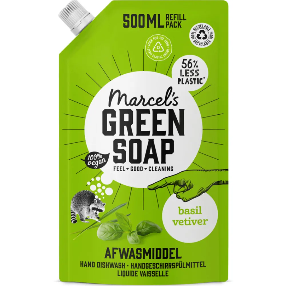 Handafwas<Marcels Green Soap Marcel's Green Soap Afwasmiddel Basilicum & Vertivert Gras Navulling 500 ml