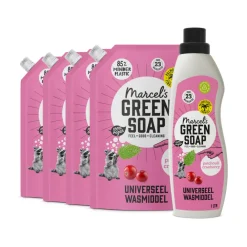 Wasmiddel<Marcels Green Soap Marcel's Green Soap Wasmiddel Patchouli & Cranberry 23 Wasbeurten + 4 Navullingen Pakket