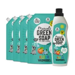 Marcel's Green Soap Wasmiddel Kleur Perzik & Jasmijn 23 Wasbeurten + 4 Navullingen Pakket^Marcels Green Soap Clearance