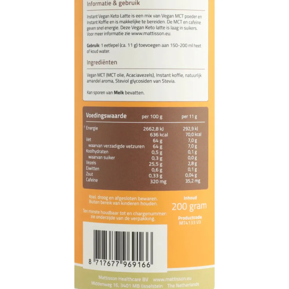 Keto Latte Instant 200 gr^Mattisson Outlet