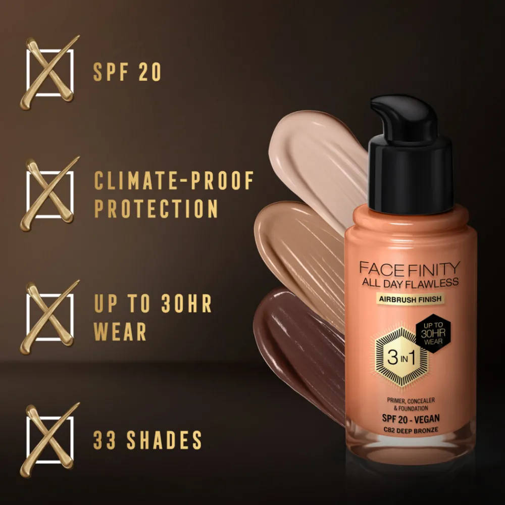 Facefinity All Day Flawless Foundation C82 Deep Bronze 34 ml^Max Factor Clearance