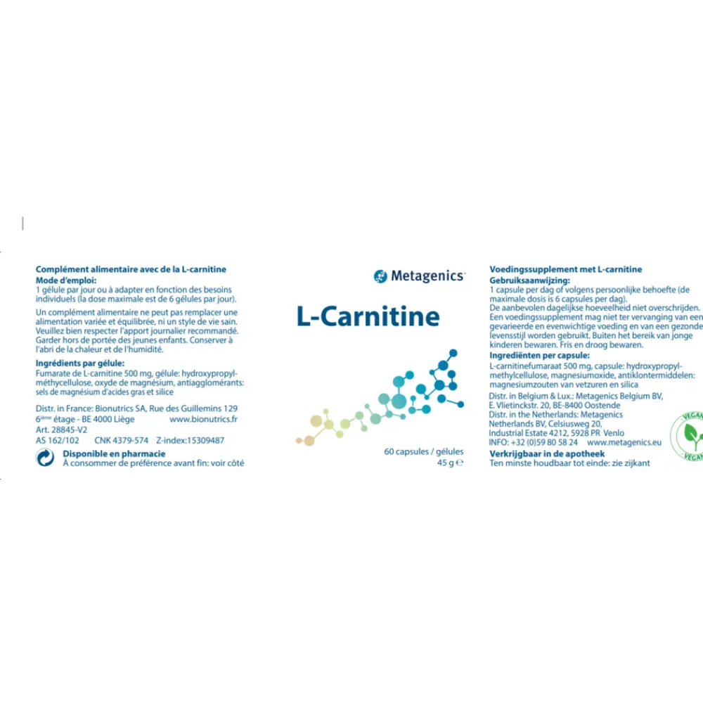 Speciale Bestanddelen<Metagenics L Carnitine 60 capsules