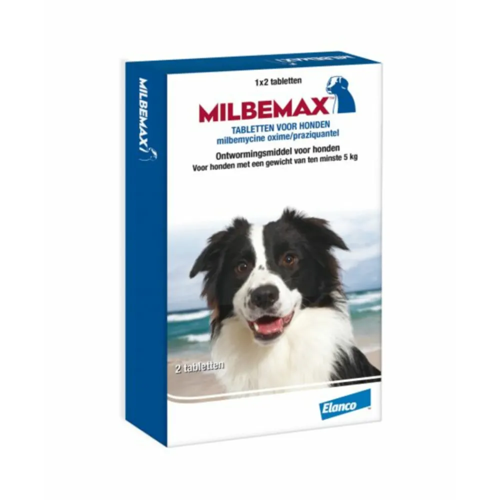 Ontworming Tabletten Hond 5 - 75 kg 2 tabletten^Milbemax Online