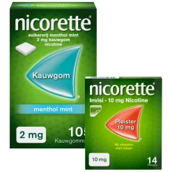 patches 10mg + kauwgom mint 2mg 105 stuks Pakket^Nicorette Outlet