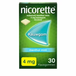Suikervrij Kauwgom Menthol Mint 4mg 30 stuks^Nicorette New