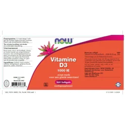 Vitaminen<NOW Vitamine D3 1000 Ie 360 stuks