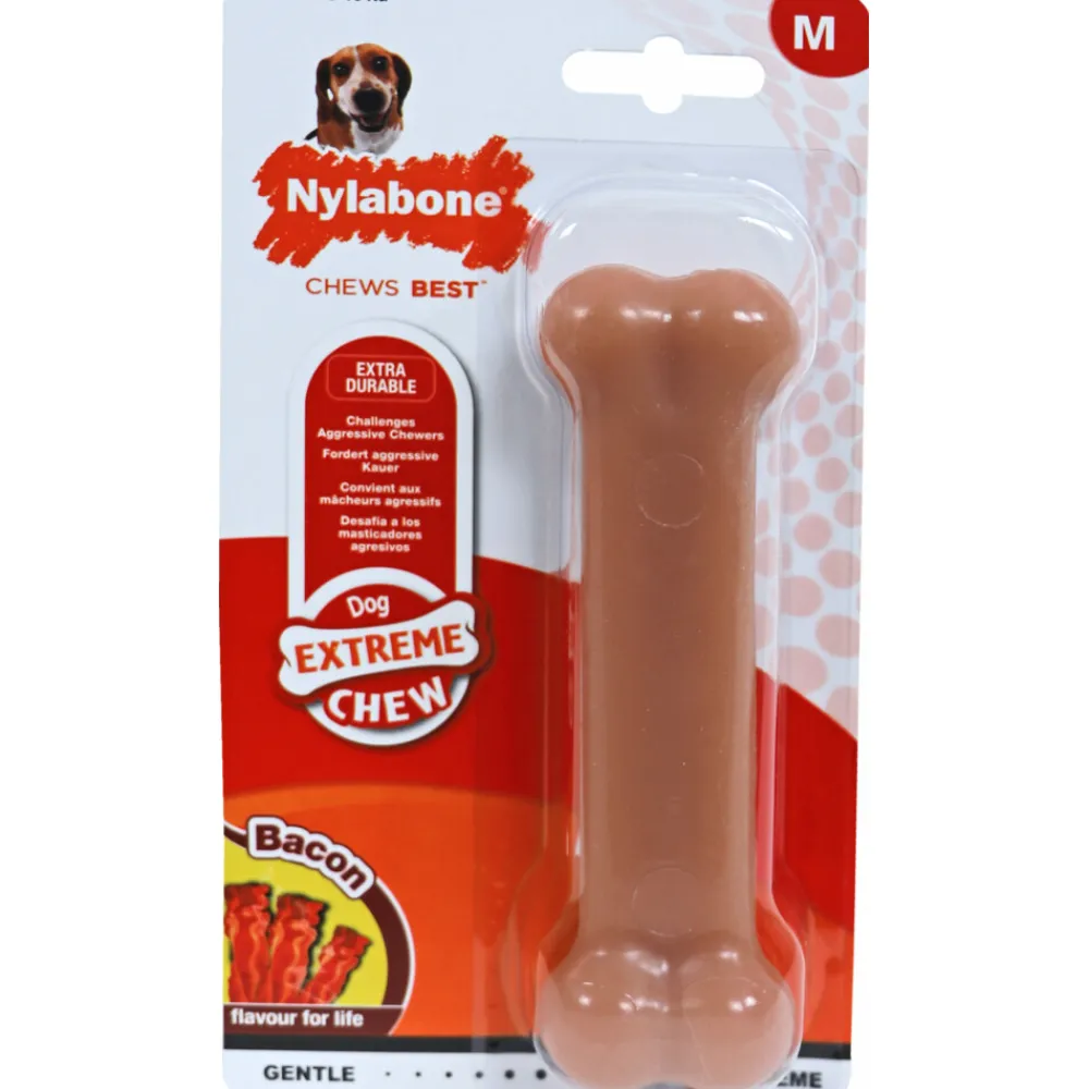 Speelgoed<Nylabone Chew Wolf Bot Bacon M 13,5 cm