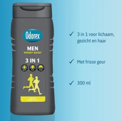 Douchegel For Men 3-in-1 Energy Boost 300 ml^Odorex New