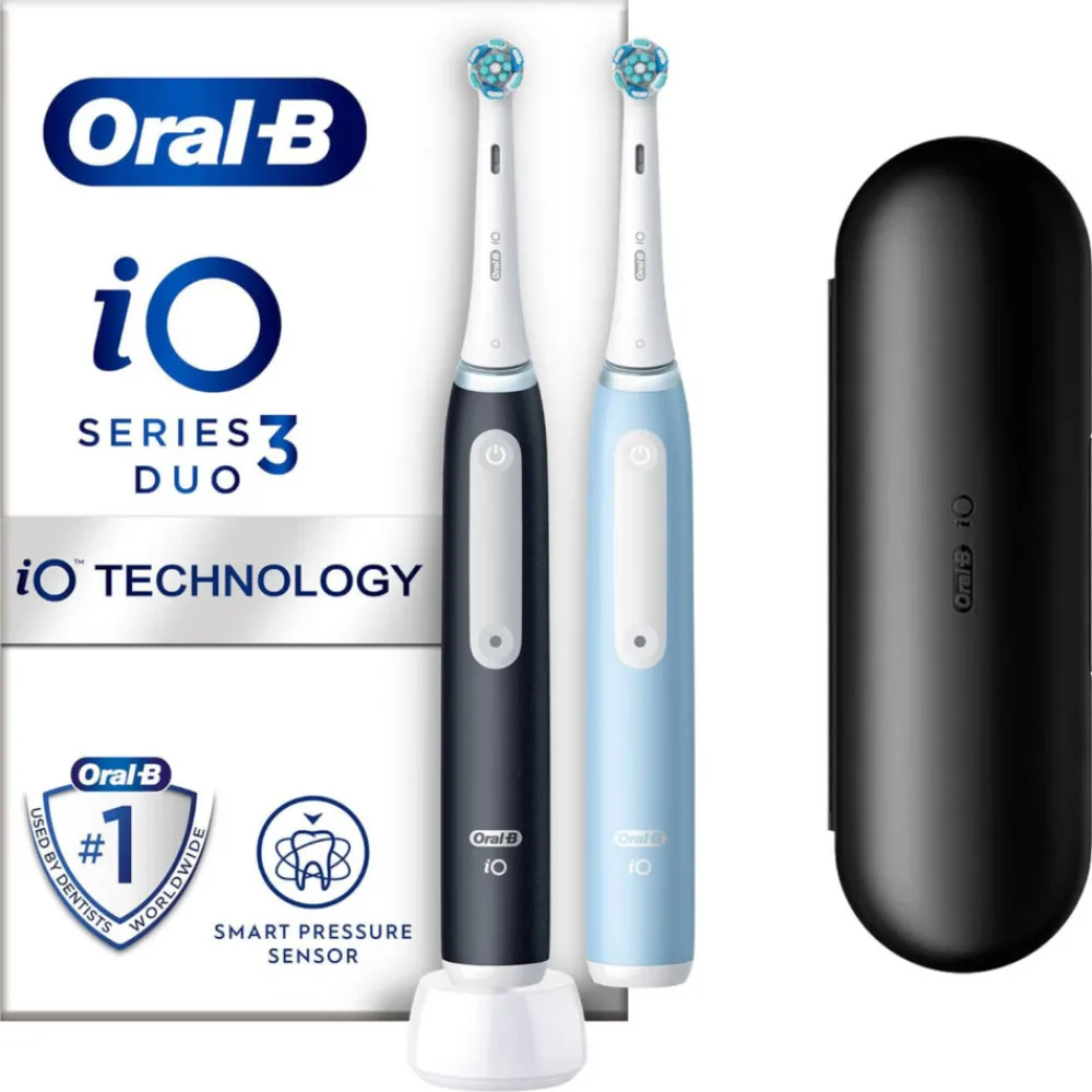 Tandenborstels<Oral-B Elektrische Tandenborstel iO 3 Duo Zwart & Blauw 1 set
