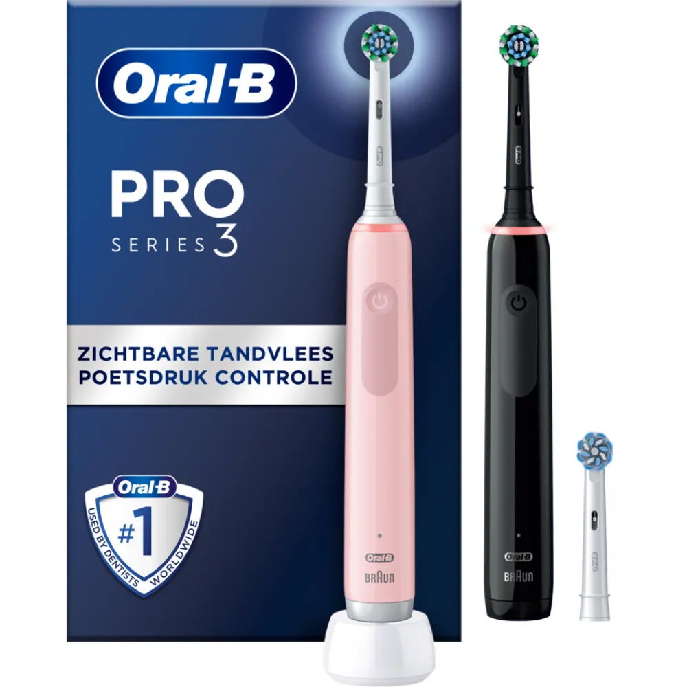 Tandenborstels<Oral-B Elektrische Tandenborstel Pro 3 3900 Duo Zwart & Roze 1 set