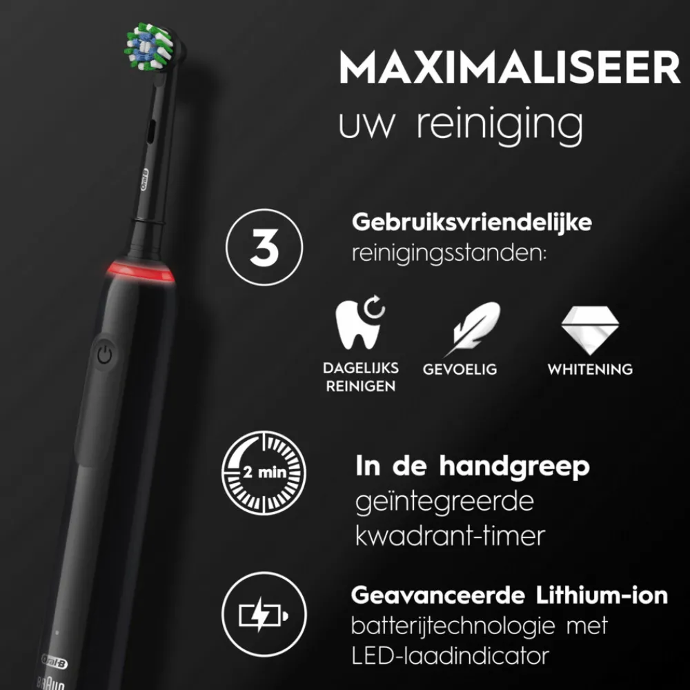 Tandenborstels<Oral-B Elektrische Tandenborstel Pro 3 3900 Duo Zwart & Roze 1 set