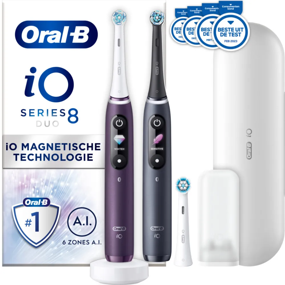Tandenborstels<Oral-B Elektrische Tandenborstel iO 8 Duo Violet & Zwart 1 set