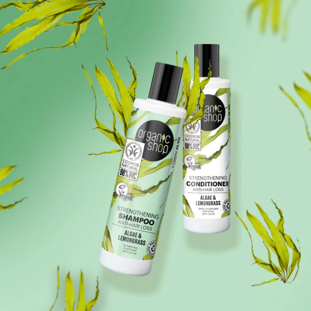 Strengthening Shampoo Anti-Hair Loss Algae and Lemongrass 280 ml^Organic Shop Outlet