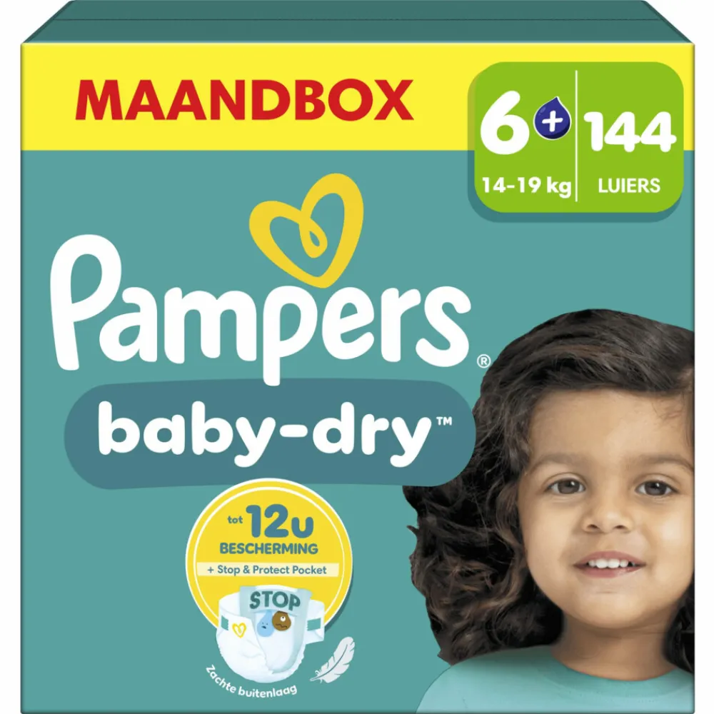 Luiers<Pampers Baby Dry Luiers Maat 6+ (14-19 kg) 144 stuks