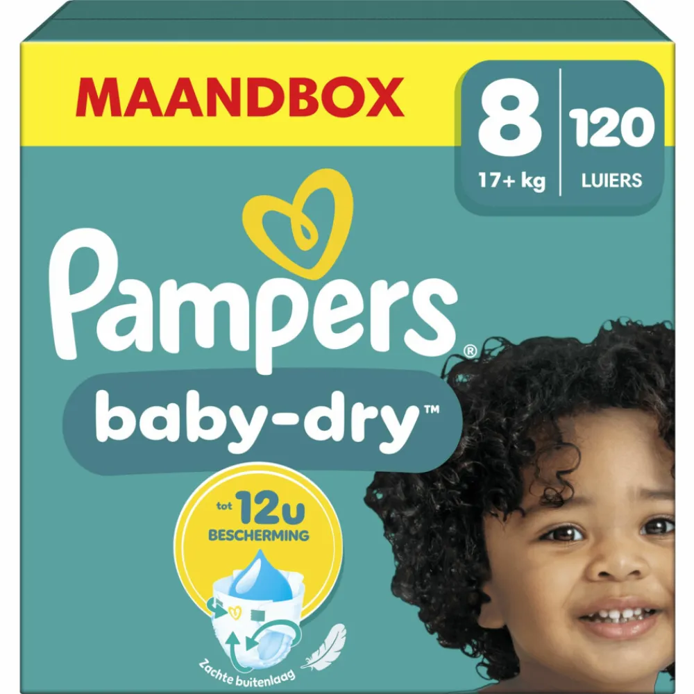 Baby Dry Luiers Maat 8 (17 kg+) 120 stuks^Pampers Hot