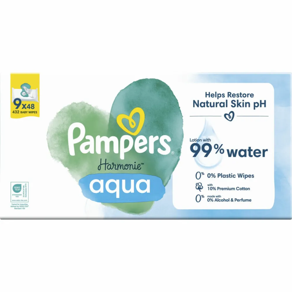 Billendoekjes Harmonie Aqua 9x48 = 432 stuks^Pampers Online