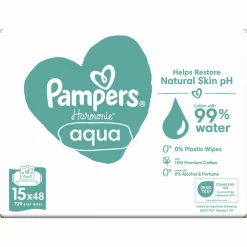 Outlet Billendoekjes Harmonie Aqua 15x48 = 720 stuks Babydoekjes