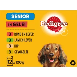Sale Senior Honden Natvoer Vlees en Gevogelte in Gelei 12 x 100 gr Hondenvoer